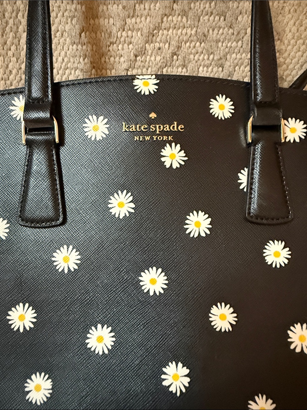 kate spade black daisy print satchel - Picture 2 of 5